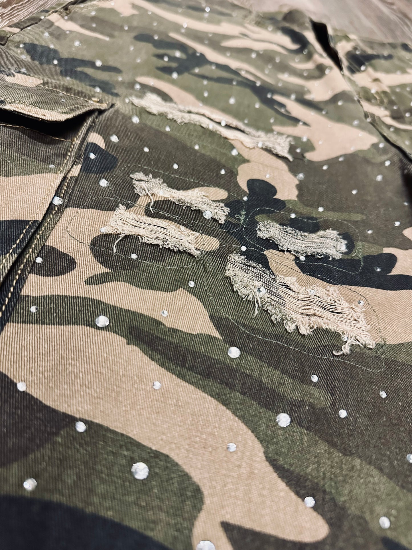 Profit Camo Cargo Shorts w/ Rhinestone
