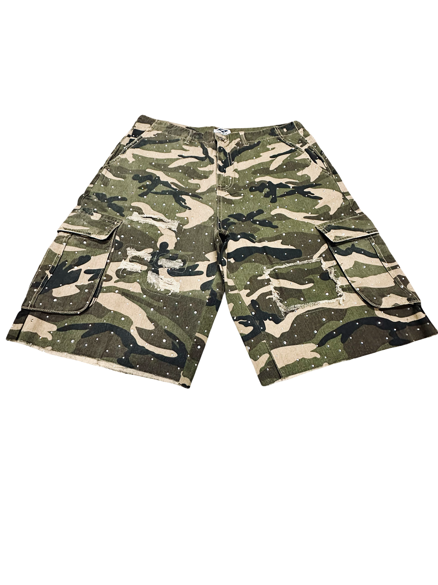 Profit Camo Cargo Shorts w/ Rhinestone